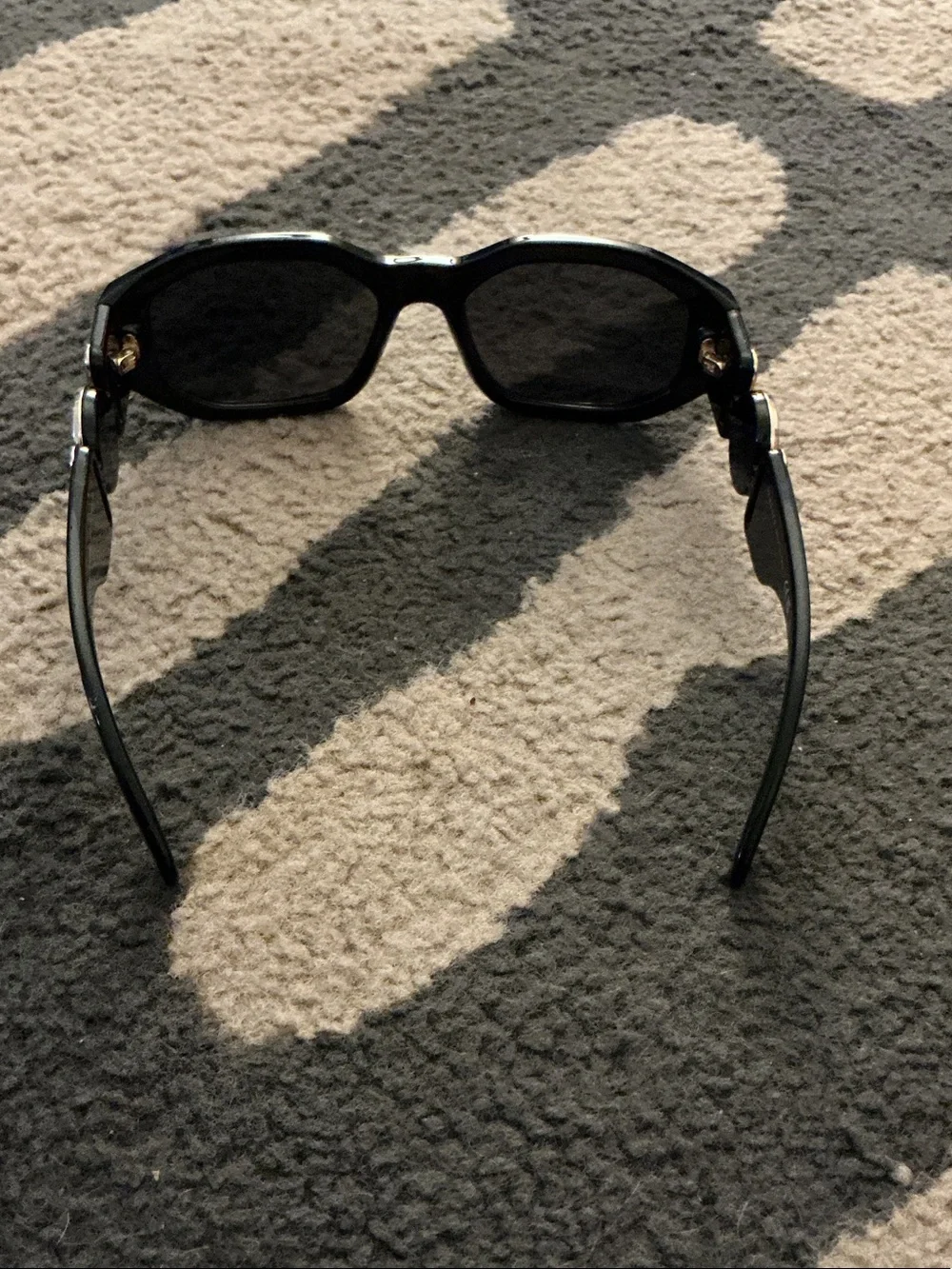 Versace Black Sunglasses with Gold Medallion Temples - Picture 2 of 4
